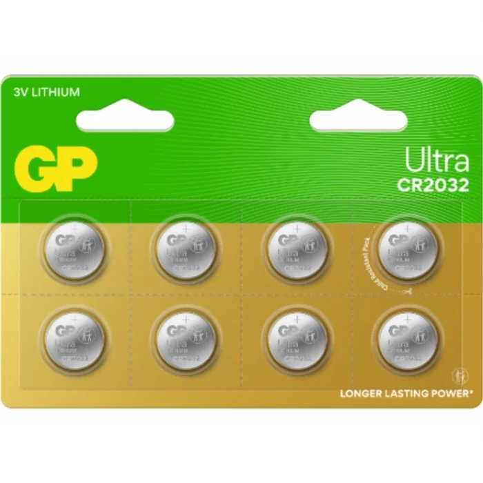 GP Ultra Lithium Cell Battery CR2032, 3V (8-pack)