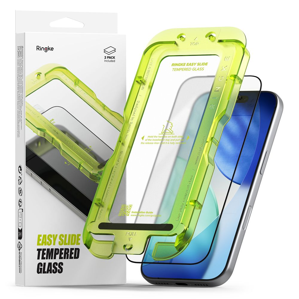 Ringke Easy Slide 2-pack härdat glas till iPhone 17 Pro - svart