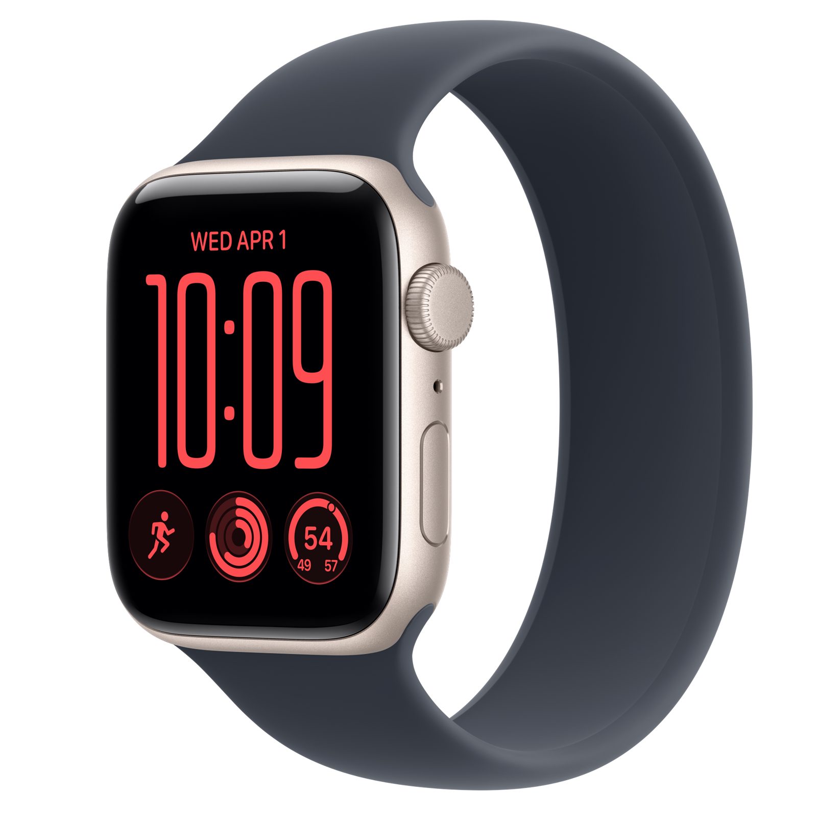 Apple Watch SE 3 (GPS) • Aluminiumboett stjärnglans, 44 mm • Sololoop marinblå