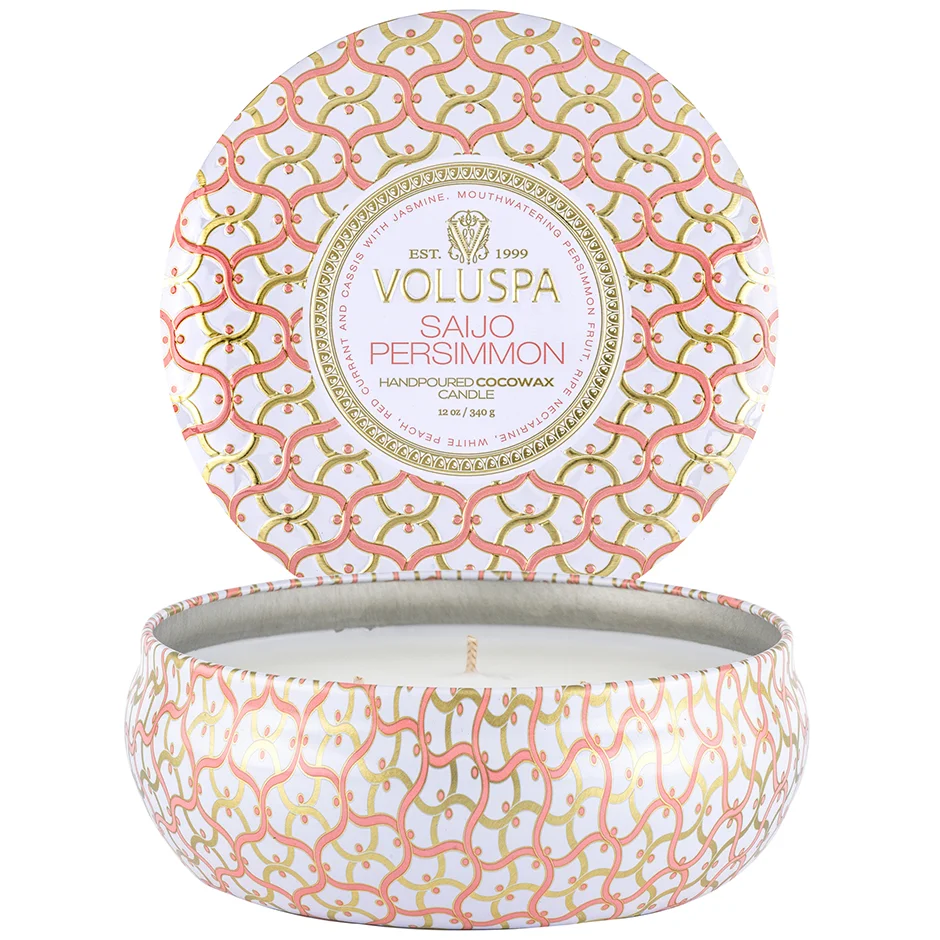 Voluspa Saijo Persimmon Maison Blanc 3-Wick in Decorative Tin 40h