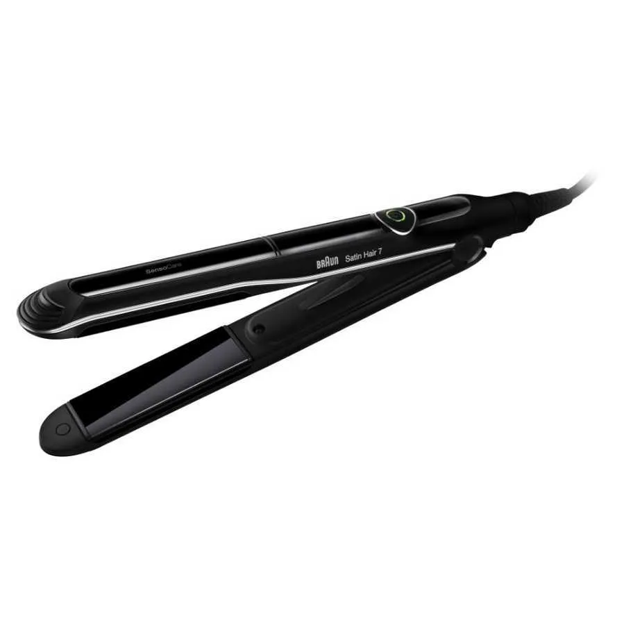 Braun Satin Hair 7 SensoCare ST780, Plattång, varm, 120°C, PTC keramisk värmare, 30 sek/sida, Svart