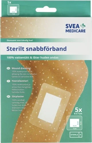Svea Medicare Snabbförband vattentätt 6 x 7 cm, 5 st