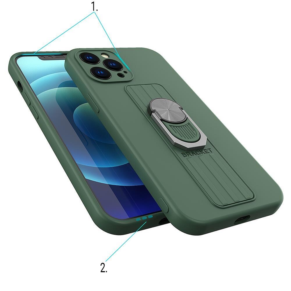 Hurtel ETUI Ring Case silikonfodral med fingergrepp och stativ för Xiaomi Poco X4 Pro 5G blå CASE, bild 3