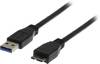 USB 3.0 kabel, Typ A hane - Typ Micro B hane, 2m - Svart, bild 2
