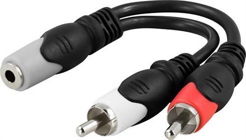 DELTACO Adapter 3,5mm ho till 2xRCA ha