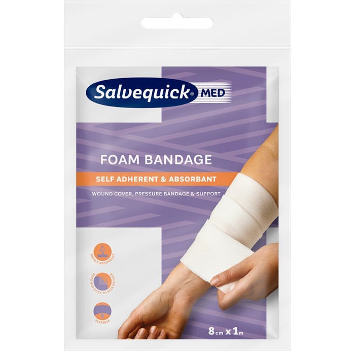 SalvequickMED Soft Foam Bandage 1 m x 8 cm, 1 st