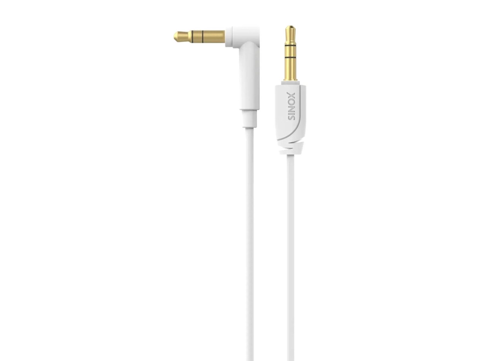 Sinox PRO 3,5 mm kabel med vinklad kontakt. 1,5m. Vit, 3,5mm, Hankoppling, 3,5mm, Hankoppling, 1,5 m, Vit
