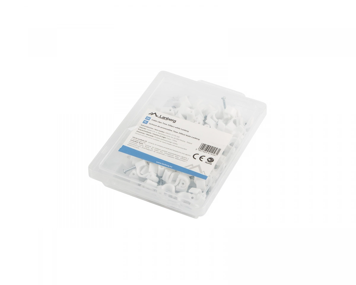 Lanberg Cable Clips 7mm 100st - Kabelklammer Vita
