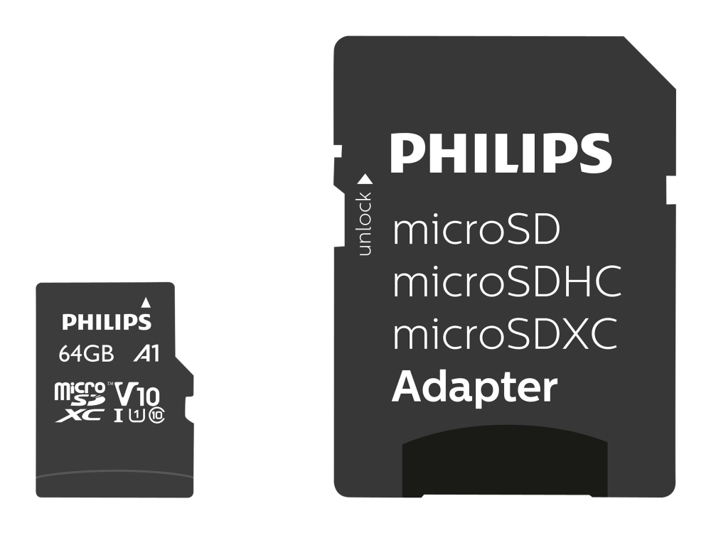 Philips FM64MP45B - Flash-minneskort (SD-adapter inkluderad) - 64 GB - UHS-I / Class10 - SDXC