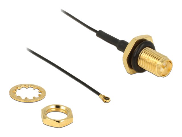 Delock antennkabel RP-SMA hona panel till I-PEX MHF 4 hona 0,81, 20cm – svart
