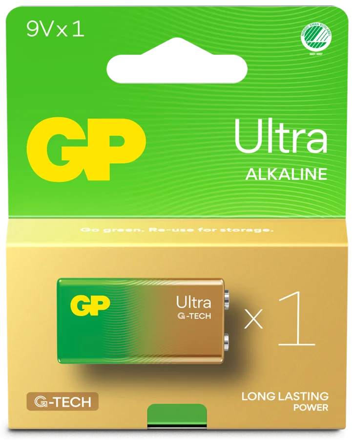 GP Ultra Alkaline 9V-battery, 1604AU/6LF22, 1-pack