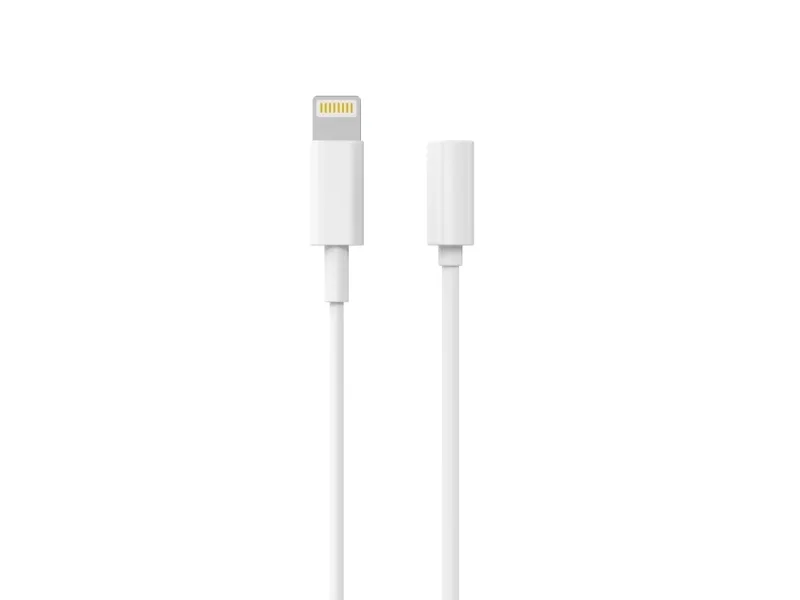 Sinox adapter Lightning - mini jack. 0,15m. Vit, 0,1 m, Lightning, 3,5mm, Hankoppling, Honkoppling, Vit