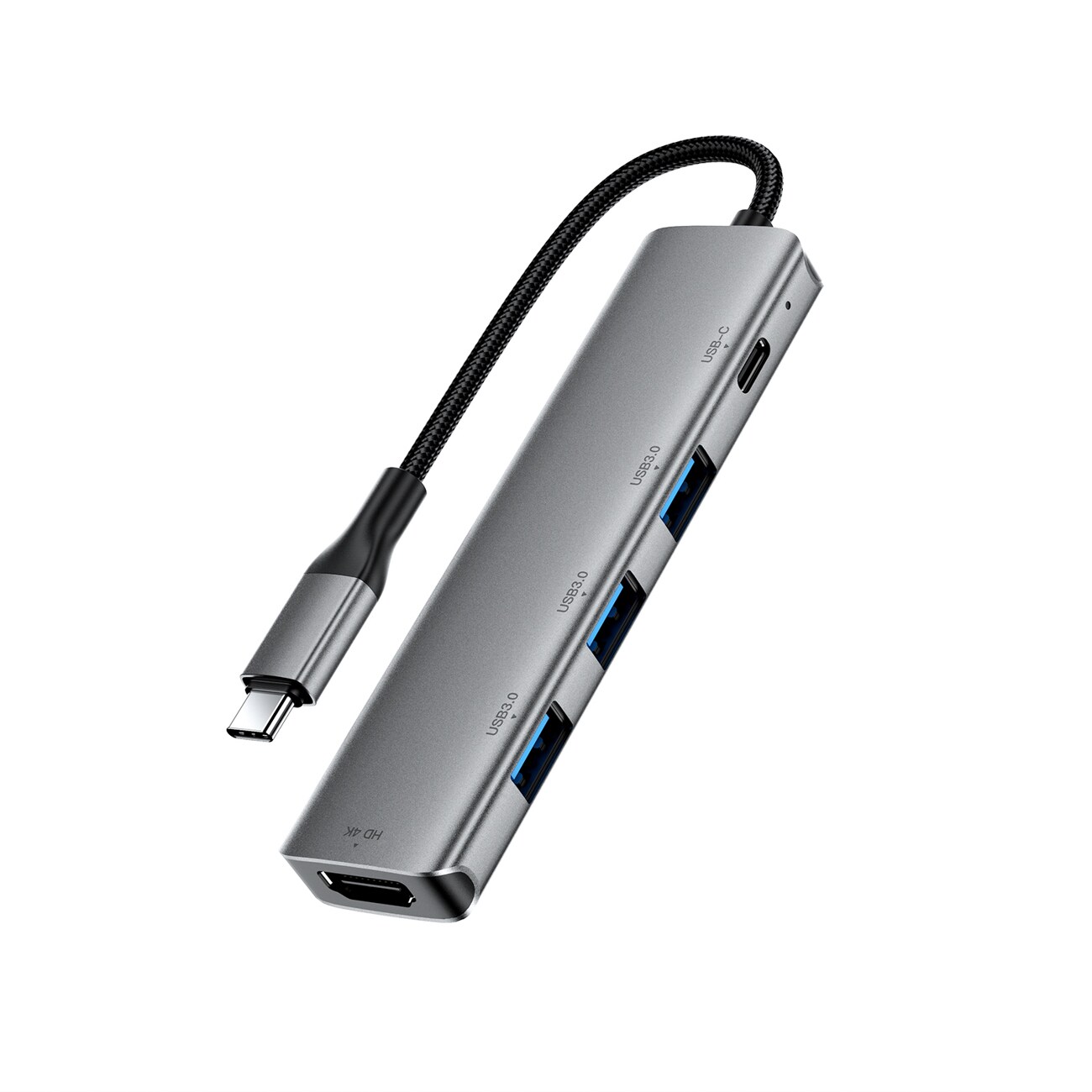 Acefast J16 USB-hubb med USB-C, 5-i-1, HDMI 4K 60 Hz, PD 90 W, dockningsstation – grå, bild 4