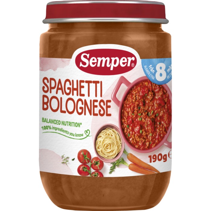 Semper Spagetti & Köttfärssås 8M 190 g