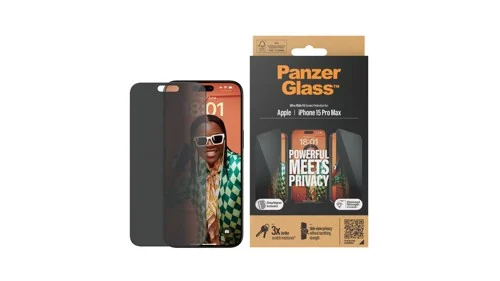 PanzerGlass iPhone 15 Pro Max skärmskydd Ultra-Wide Fit Privacy med applikator, bild 3