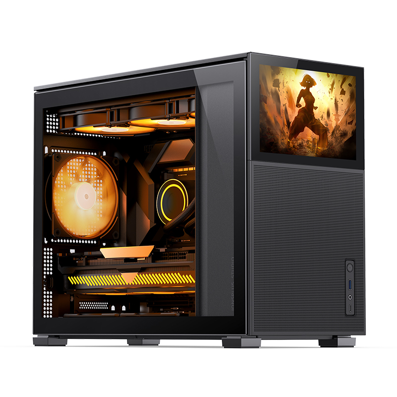Jonsbo D31 MESH Screen, MicroATX, 8" display i fronten, Tempered Glass - Svart, bild 3