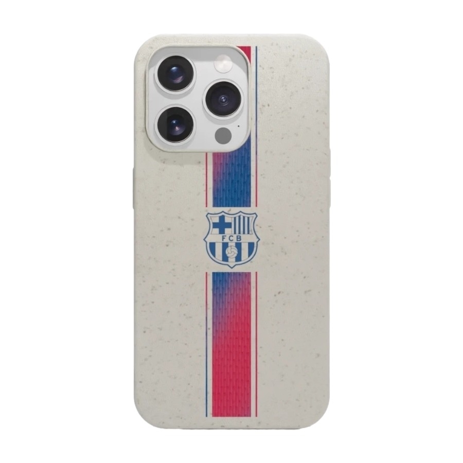 Phonecases3D iPhone 15 Pro FC Barcelona skal tillverkat med Fibriva™, vit