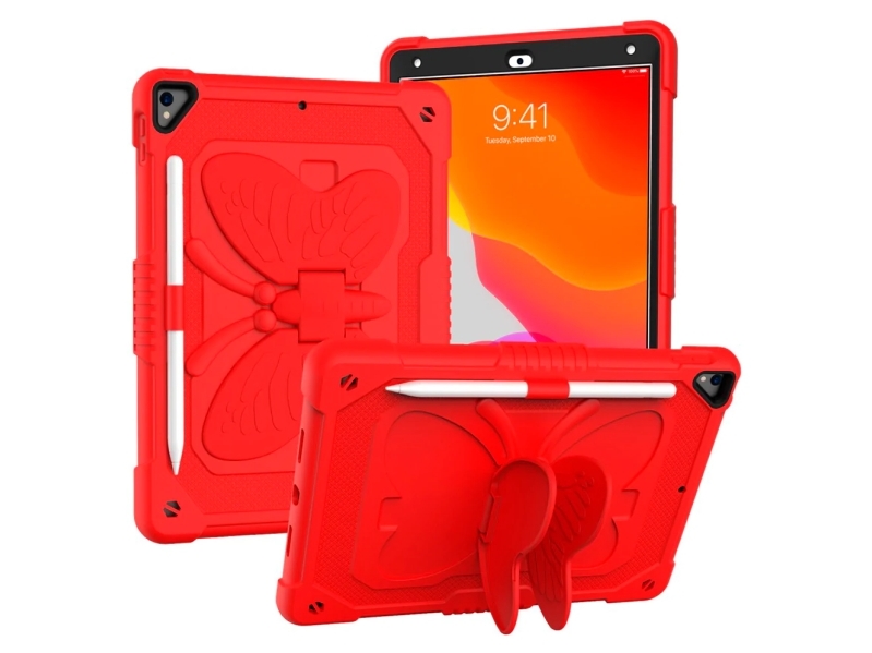 iPad 10,2 (2021/2020/2019) barnfodral – butterfly kickstand – röd