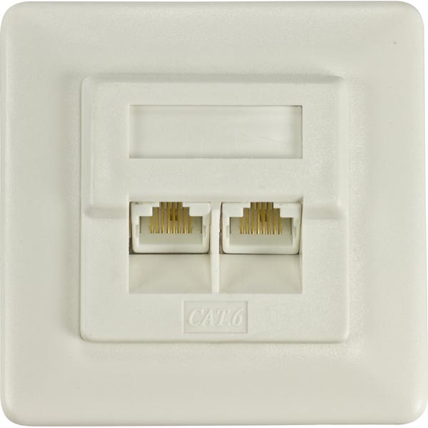 RJ45 uttag dubbelt infällt, Cat.6 oskärmat, bild 3
