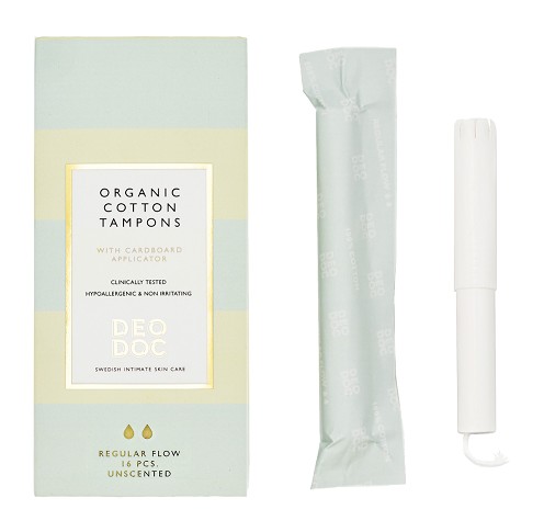 DeoDoc Organic Cotton Tampons With Applicator Regular Flow 16 pcs Regular Flow 16 pcs