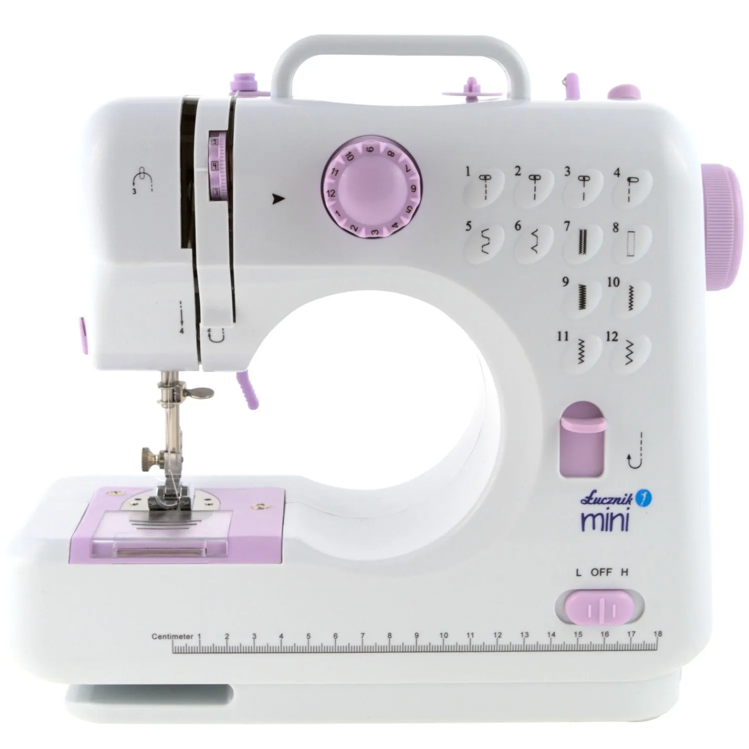 Lucznik Mini, Rosa, Vit, Halvautomatisk symaskin, Sy, 4 Steg, Rotations-, Slider, Elektrisk