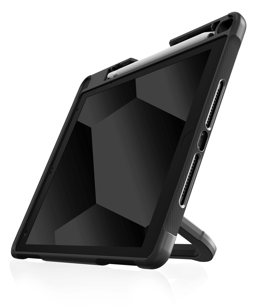 STM Dux Swivel iPad 10.2" (9th/8th/7th gen.), ruggad, strap, roterbar, plats för Apple Pencil - Svart