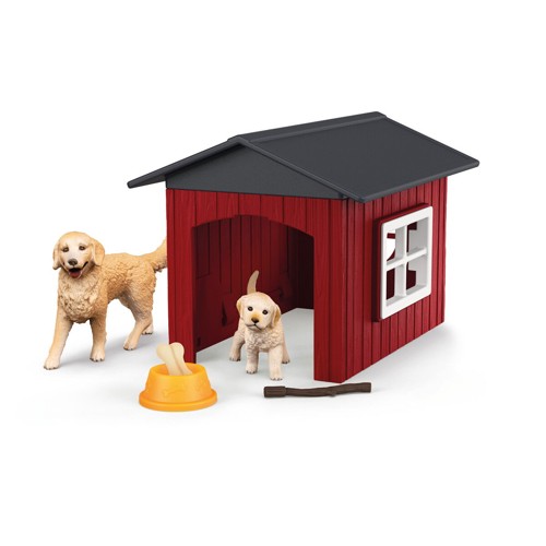 Schleich - Hundkoja med 2 Golden Retrievers
