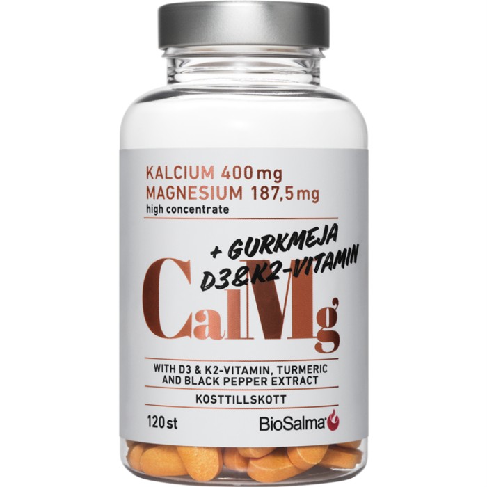 BioSalma Kalcium & Magnesium med D3, K2 & Gurkmeja, 120 tabl