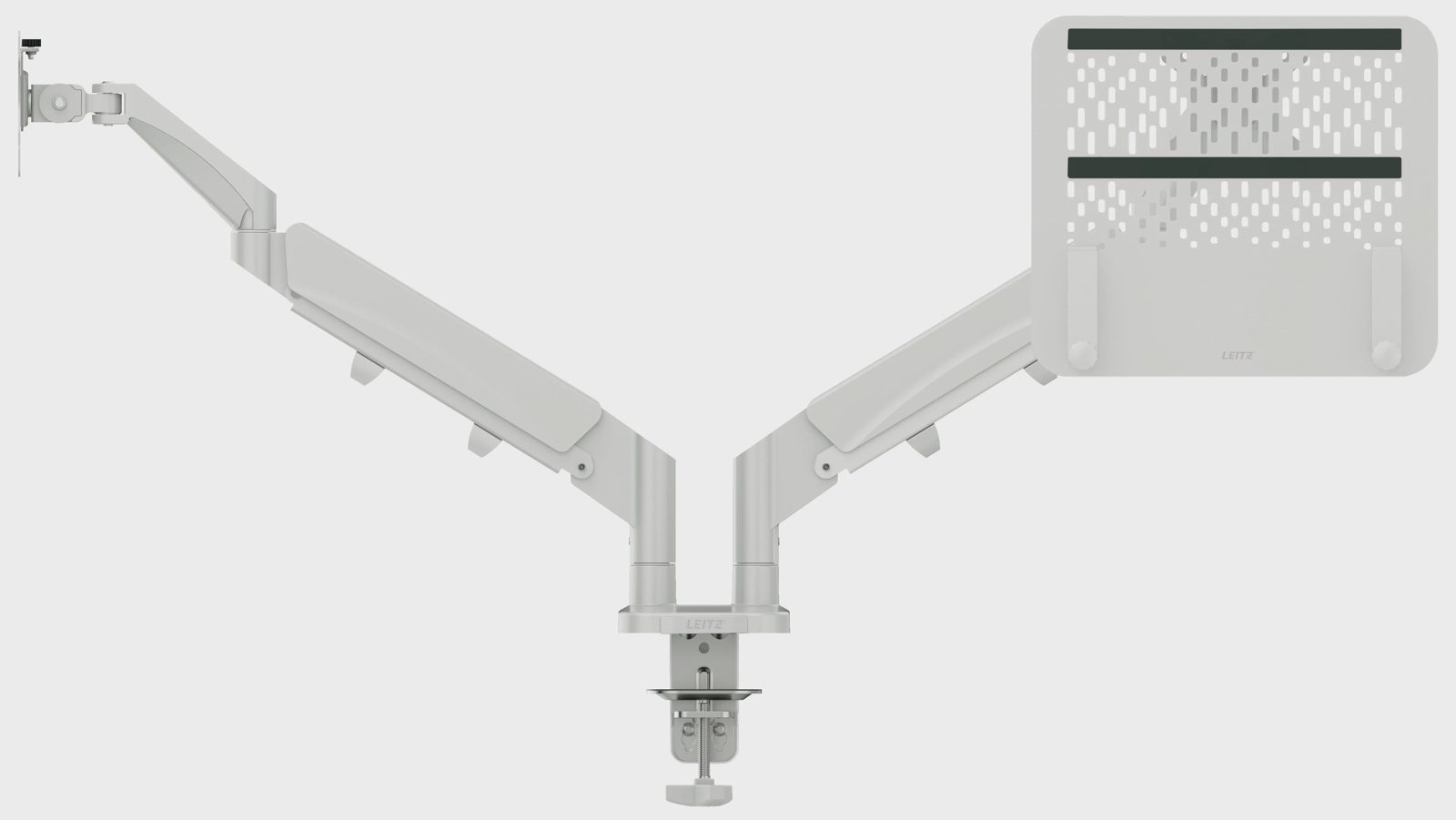 Leitz monitorarm med laptopställ, ljusgrå
