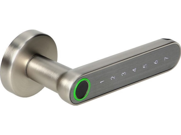 ORNO kodlås dörrhandtag nickel pin touch - linjer för fingeravtryck BT