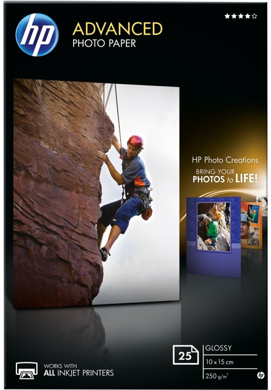 HP Advanced Glossy Fotopapper 25 ark 10x15