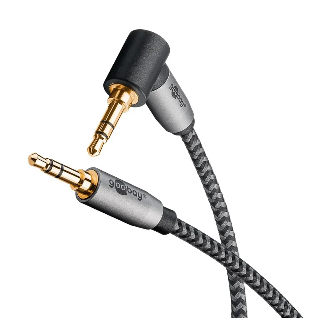 Goobay Ljudanslutningskabel AUX, 3,5 mm stereo, 90°, 5m