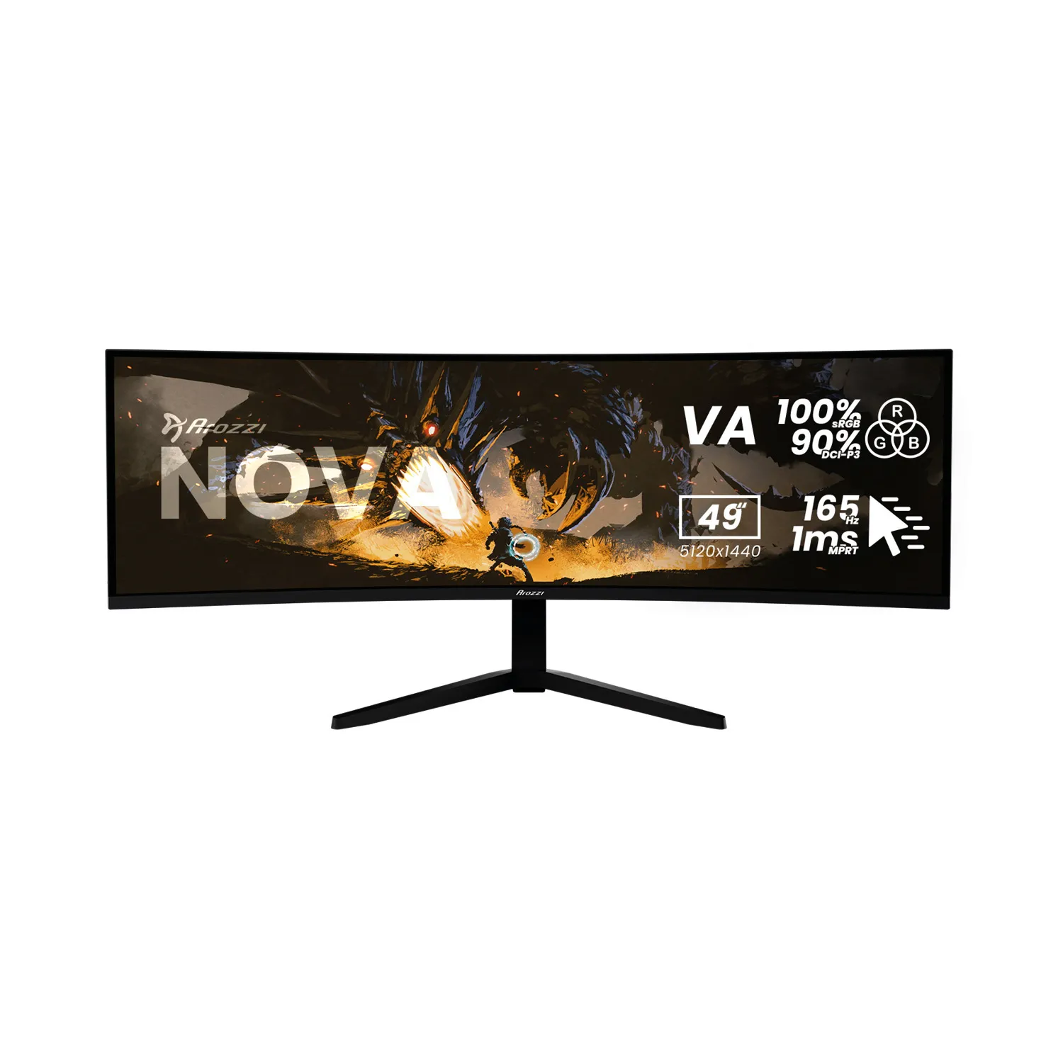 Arozzi Nova UWQHD | VA | 165 Hz | 49" gamingskärm (svart)
