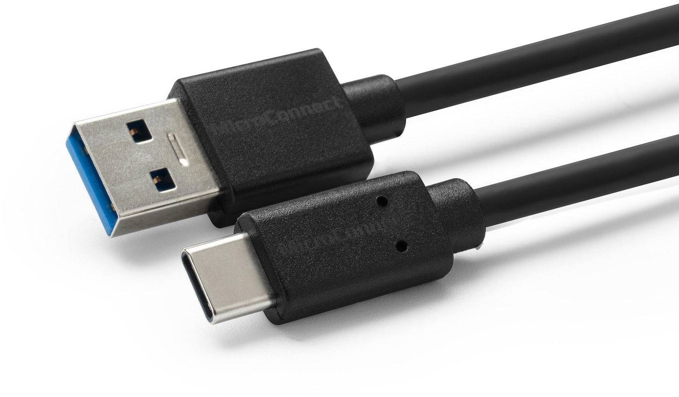 USB 3.0-kabel MicroConnect USB-C till USB-A, 0,25 meter - Svart, bild 2