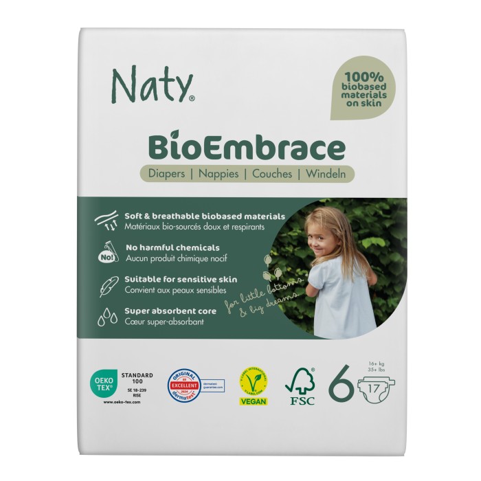 Naty BioEmbrace Blöjor Storlek 6, 17 st
