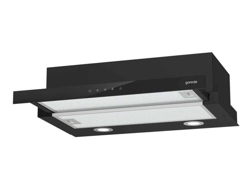 Gorenje TH64E4BG utdragbar köksfläkt 450 m³/h 60 cm 3 hastigheter, svart glas