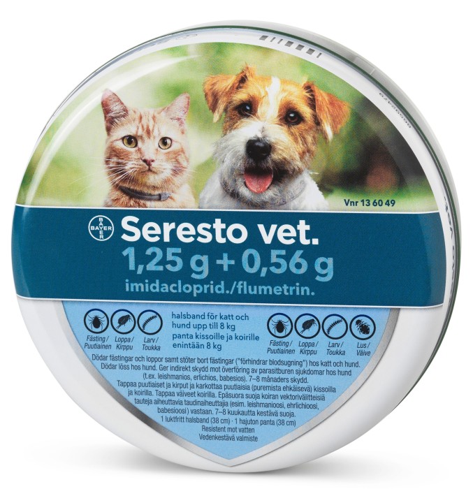 Seresto vet. för katt och hund upp till 8 kg, halsband 1,25 g + 0,56 g 1 st