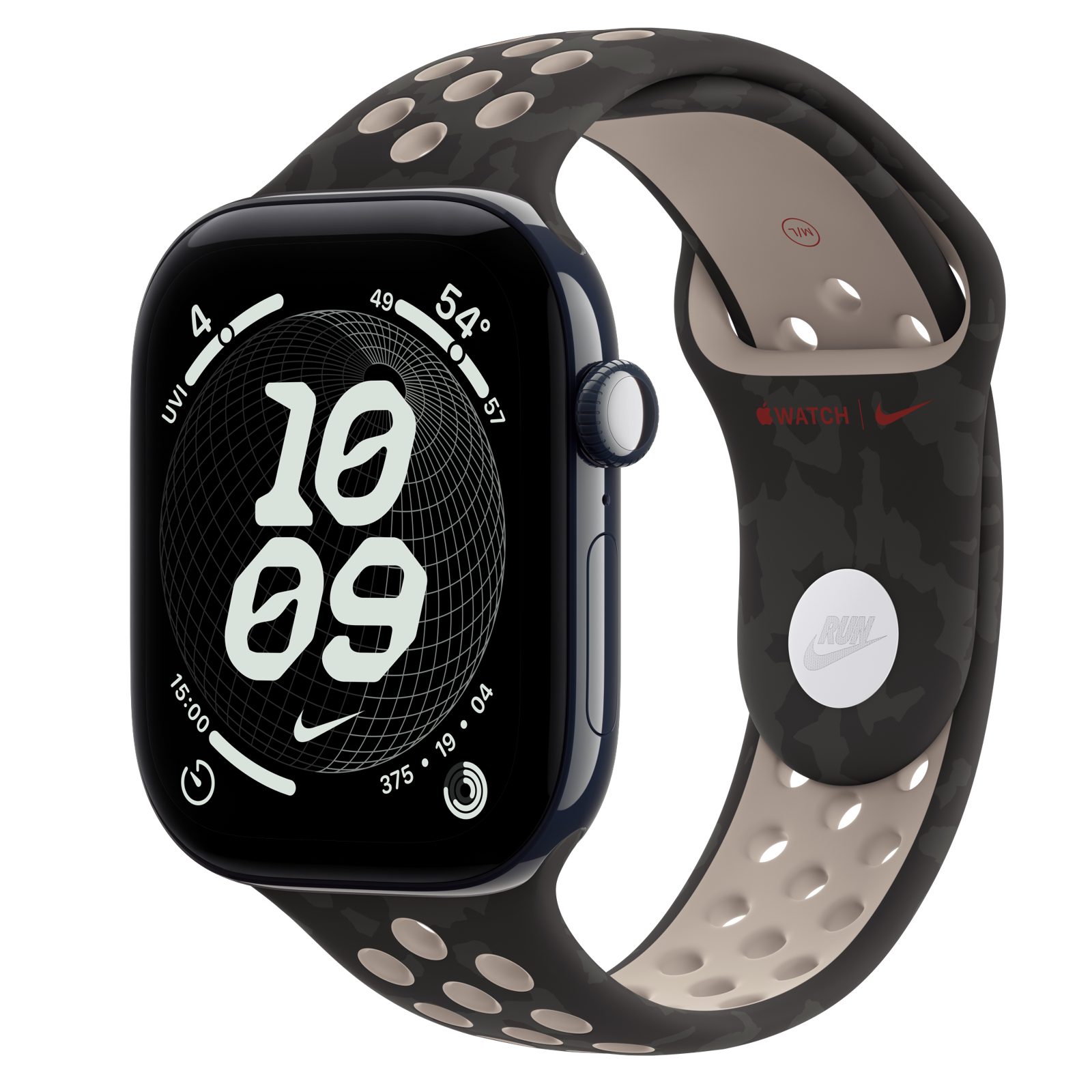 Apple Watch Series 12 (GPS + Cellular) • Keramikboett nattblå, 46 mm • Nike-sportband i After Dark Black