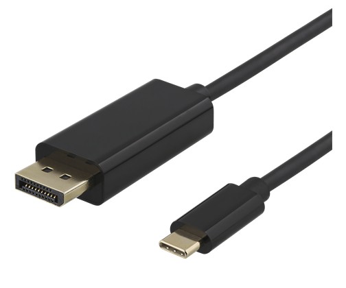 USB-C till DisplayPort-kabel DELTACO, 4K@60Hz, 3D, 1 meter - Svart, bild 2