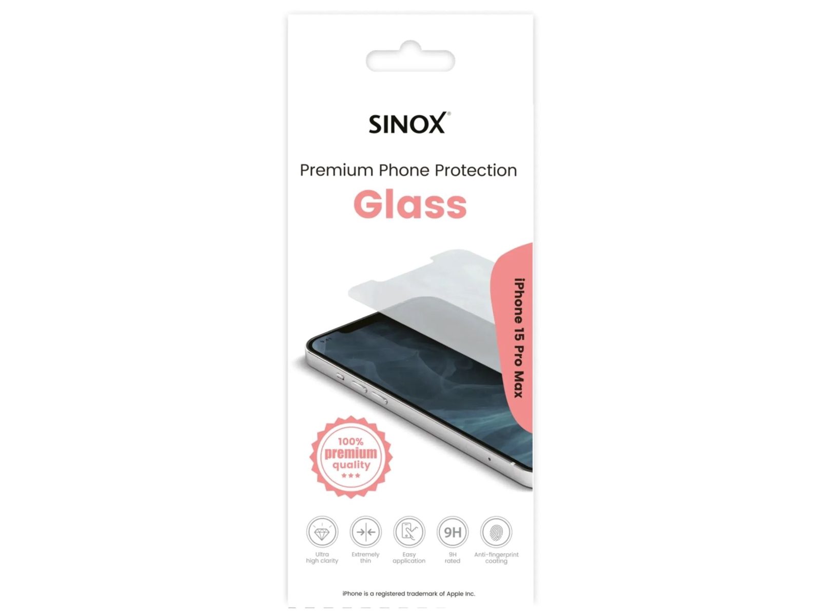 Sinox SOE9103, Apple, iPhone 15 Pro Max, Reptålig, Transparent, 1 styck