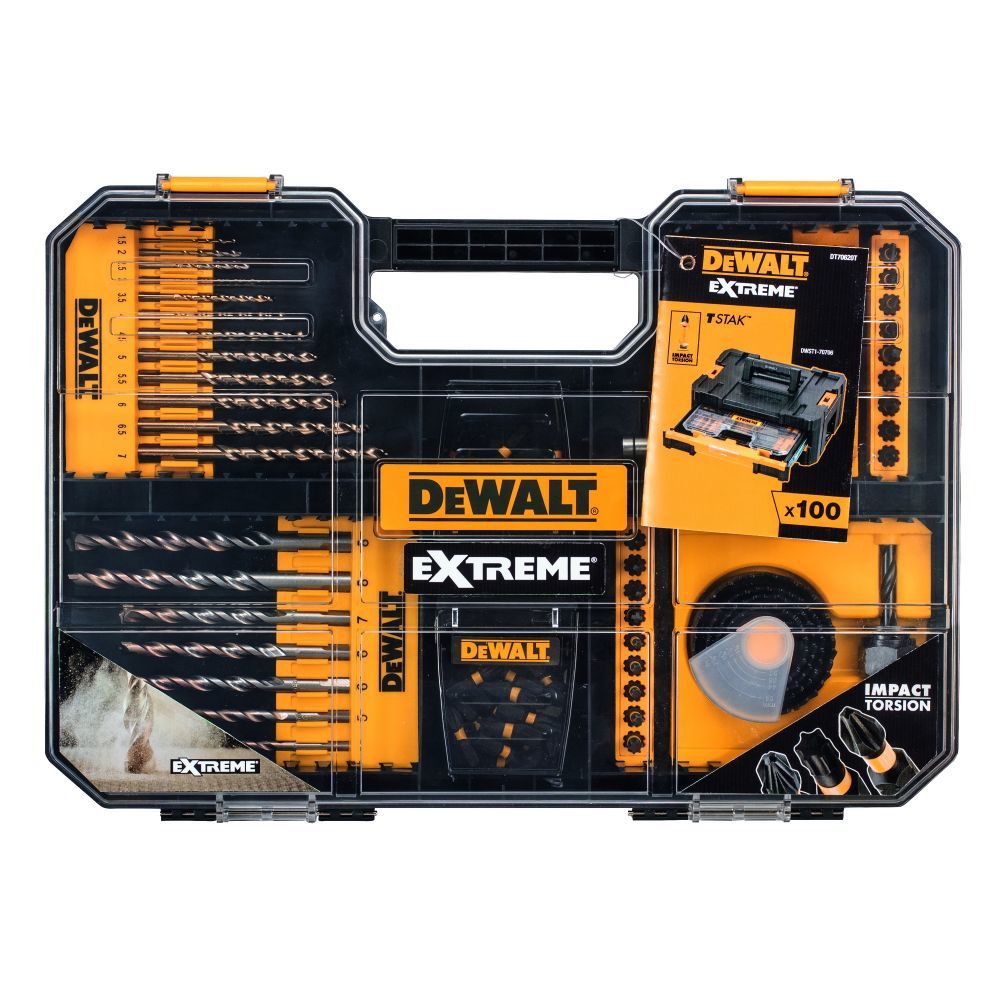 DEWALT DT70620T-QZ tillbehörssats, 100 st. bits, borrar, hylsor, hålsågar