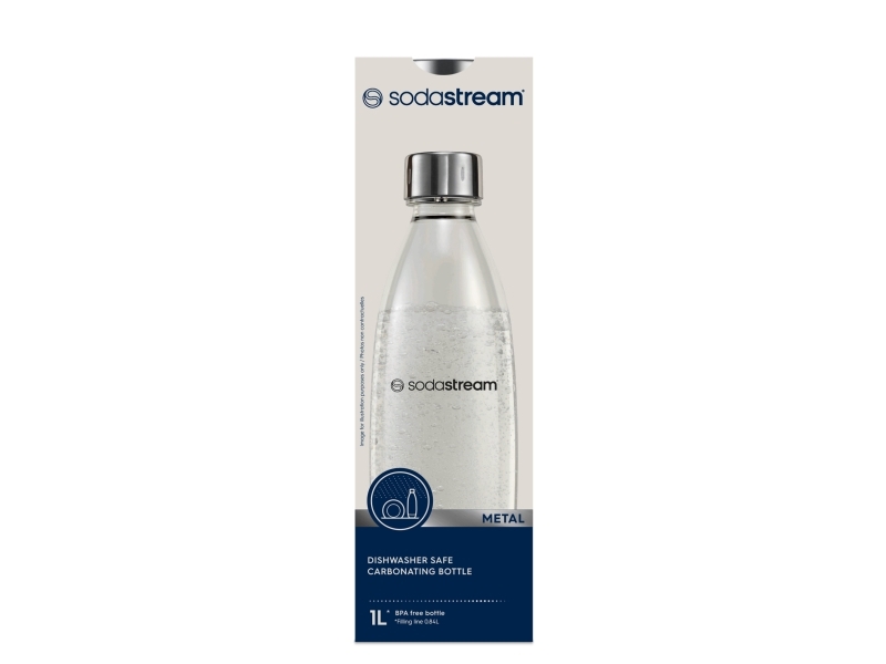 SodaStream FUSE METAL, Kolsyreflaska, Metallisk, Transparent, 1000 ml, 1 styck, 85 mm, 85 mm