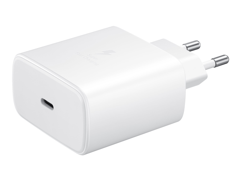 Samsung Travel Adapter EP-TA845 - Strömadapter - 45 Watt - 3 A - SFC 2.0 (USB-C) - på kabel: USB-C - vit - för Galaxy A20, A50, A70, A8s, M30, M40, Note10, S20, S20 5G, S20+ 5G, Z Flip, Z Flip 5G