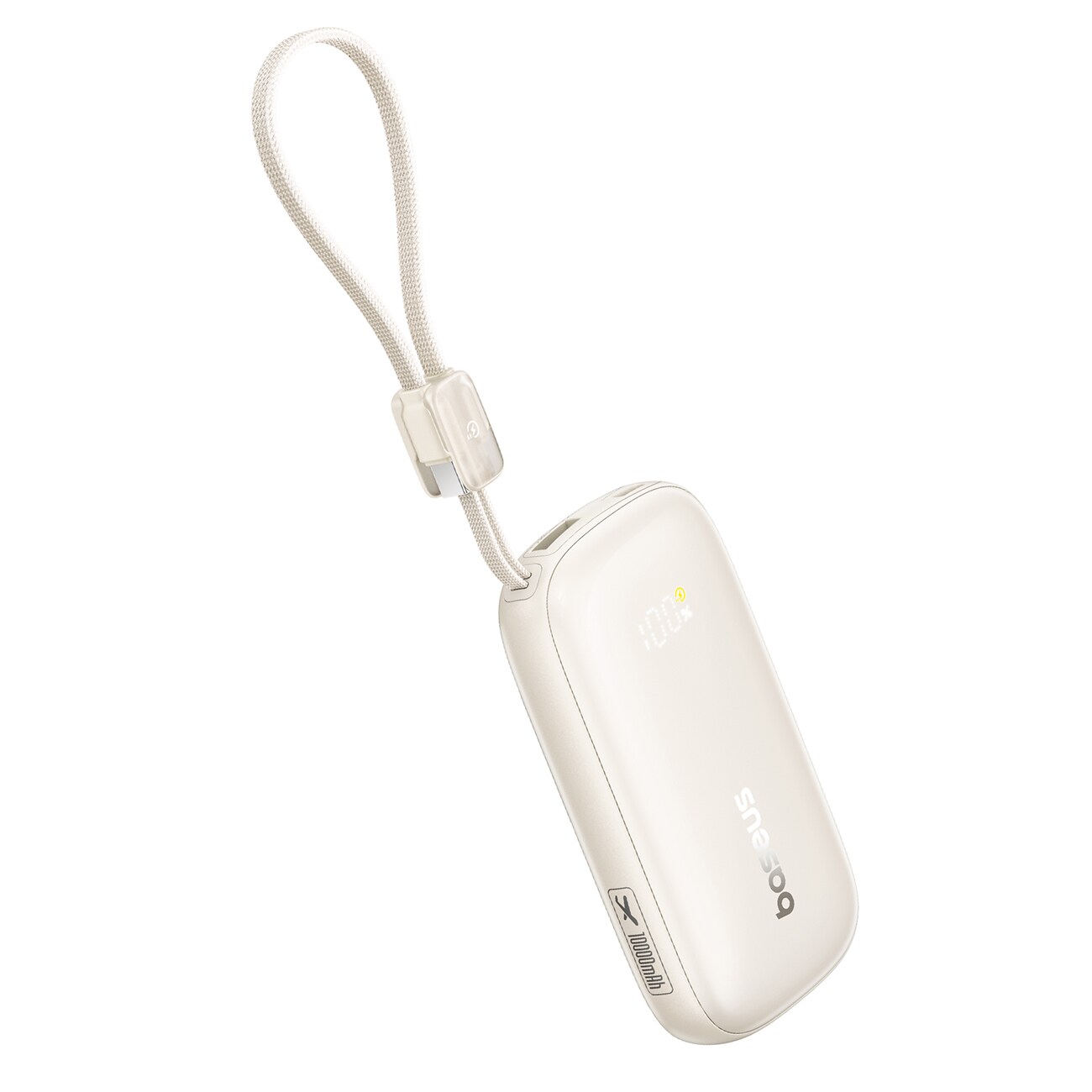 Baseus EnerFill FC21 Qpow 3 Ultra 10000mAh 22,5W powerbank med integrerad kabelrem – beige, bild 3