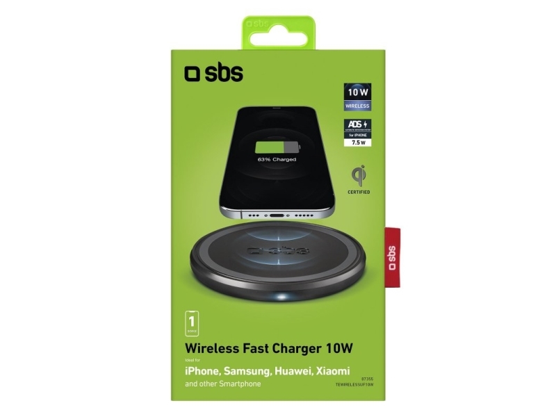 SBS trådlös Qi laddare 10W, svart