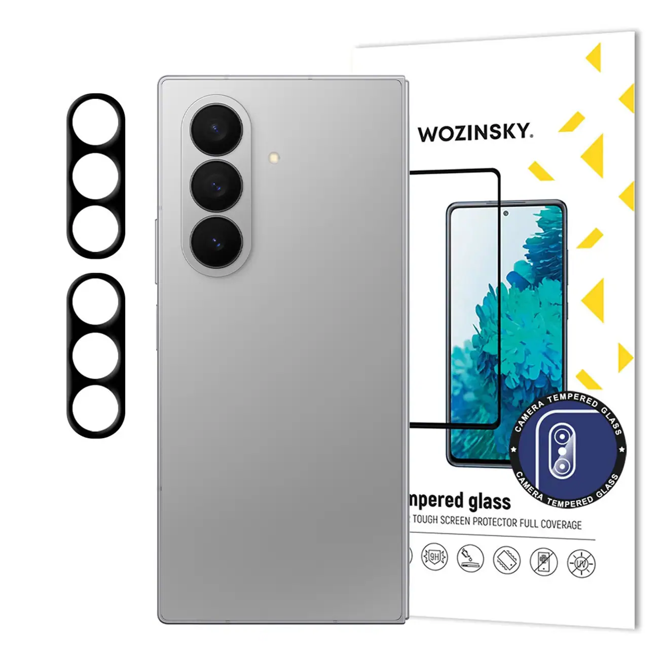 Svart Wozinsky Helt kameraglas för Samsung Galaxy Z Fold 7, uppsättning av 2