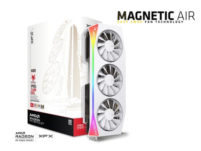 XFX Radeon RX 9070 XT Mercury OC White Magnetic Air Edition 16 GB GDDR6, HDMI/3xDP, bild 4