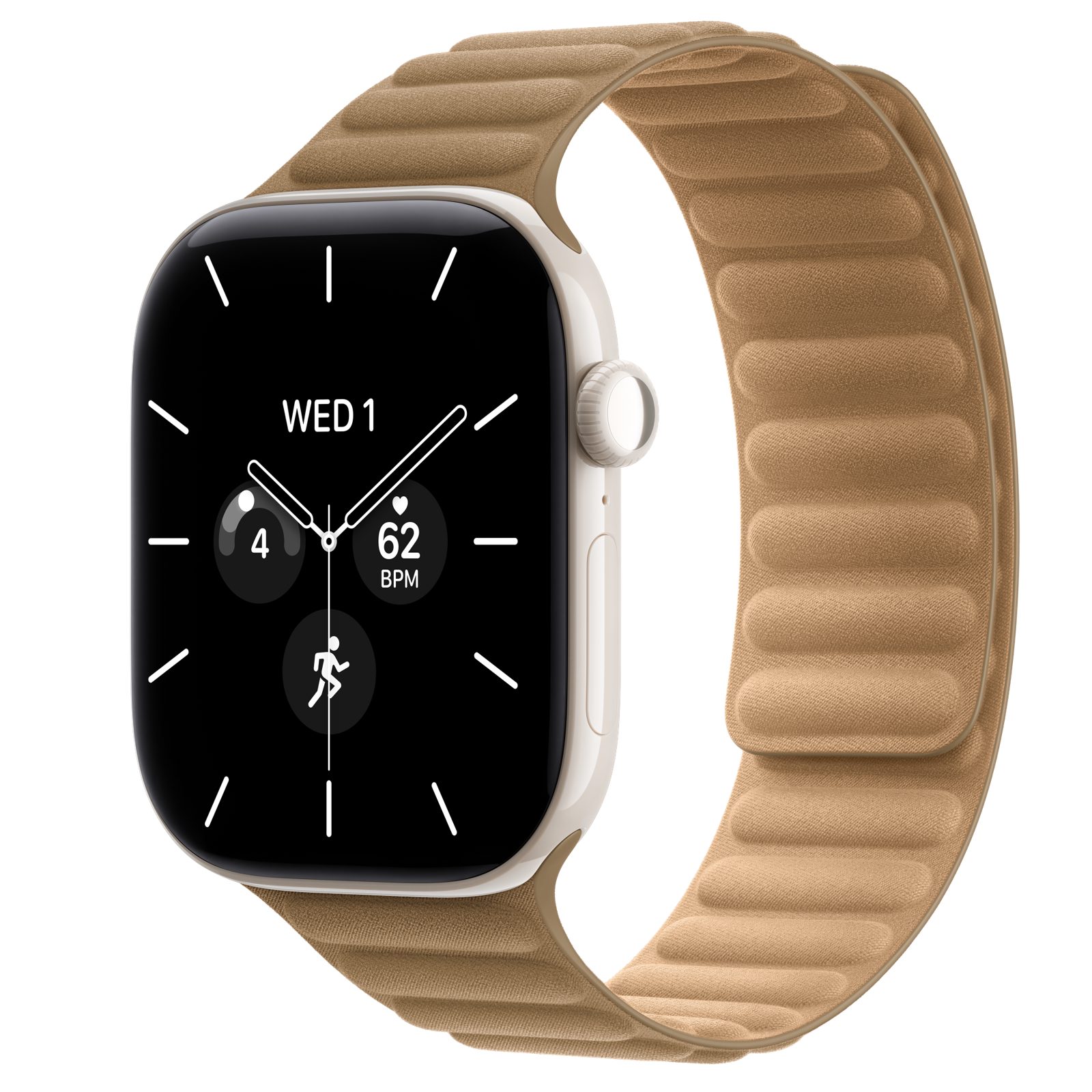 Apple Watch Series 12 (GPS + Cellular) • Keramikboett pärlvit, 46 mm • Magnetlänk kamelbrun