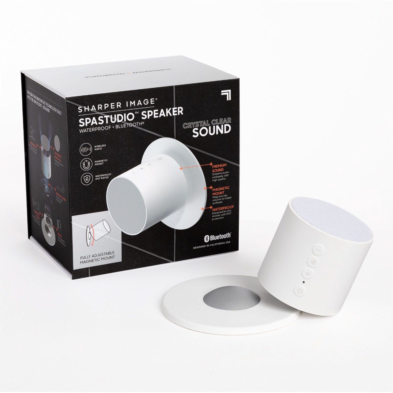 Sharper Image Vattentät Bluetooth-högtalare för badrum med magnetfäste