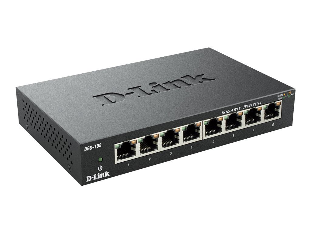 D-Link DGS-108 8-Port Gigabit Nätverksswitch